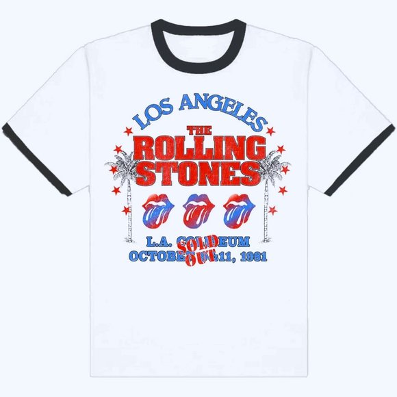 Rolling Stones LA Colleseum 1981 rock Ringer Official Unisex T-Shirt L NWT - Picture 2 of 5